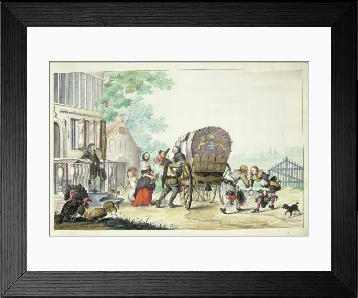 Framed Print : Arrival at a country house, 1661. Creator: Gesina ter Borch Framed Print : Arrival at a country house, 1661. Creator: Gesina ter Borch