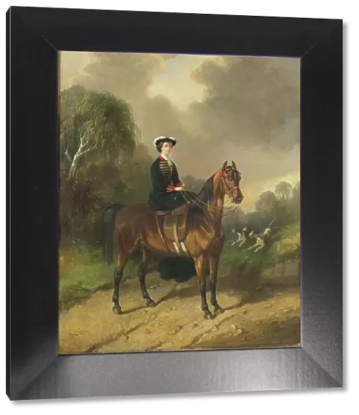 Empress Eugenie on Horseback, 1853-1876. Creator: Carl Fredrik Kioerboe