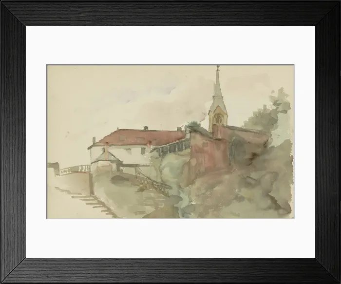 Framed Print : Church in the middle of some houses, 1865-1913. Creator: Abrahamina Arnolda Louisa Hubrecht Framed Print : Church in the middle of some houses, 1865-1913. Creator: Abrahamina Arnolda Louisa Hubrecht