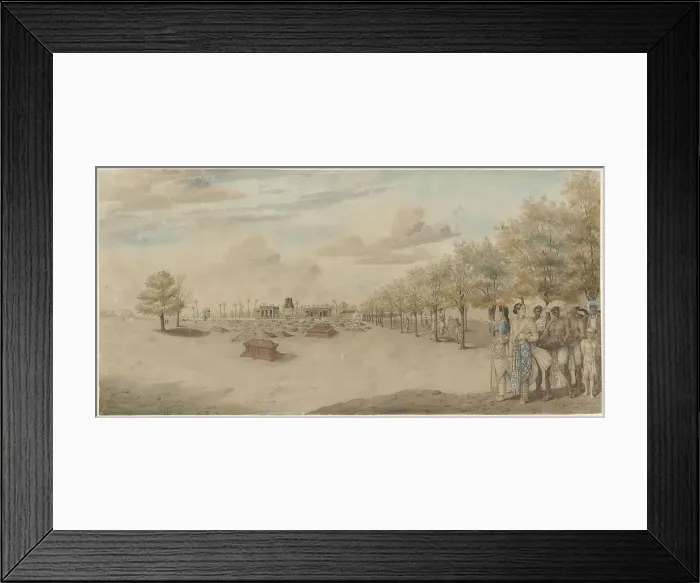 Framed Print : Cemetery with funeral procession in India, 1773-1775. Creator: Carel Frederik Reimer Framed Print : Cemetery with funeral procession in India, 1773-1775. Creator: Carel Frederik Reimer