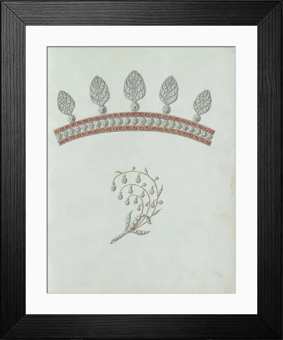 Framed Print : Two jewels, the bottom of which is in the form of a branch, c.1800-c.1810. Creator: Carl Friedrich Bärthel Framed Print : Two jewels, the bottom of which is in the form of a branch, c.1800-c.1810. Creator: Carl Friedrich Bärthel