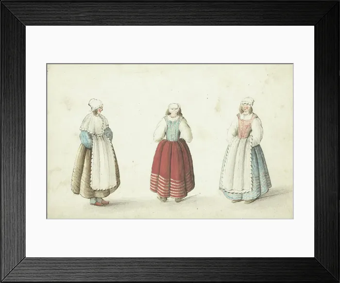 Framed Print : Three women standing, c.1646-c.1654. Creator: Gesina ter Borch Framed Print : Three women standing, c.1646-c.1654. Creator: Gesina ter Borch