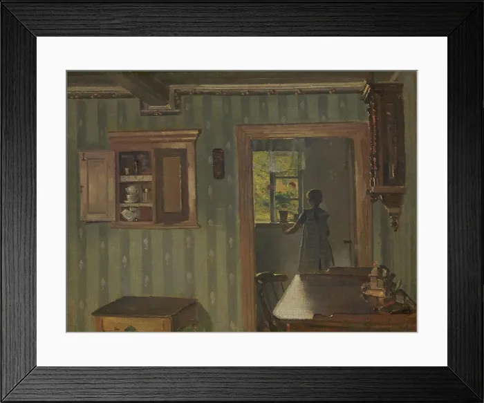 Framed Print : Interior with a Little Girl, 1854-1917. Creator: Hans Smidth Framed Print : Interior with a Little Girl, 1854-1917. Creator: Hans Smidth