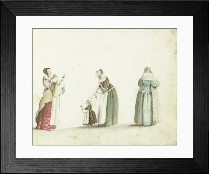 Framed Print : Three women standing with two children, c.1649. Creator: Gesina ter Borch Framed Print : Three women standing with two children, c.1649. Creator: Gesina ter Borch