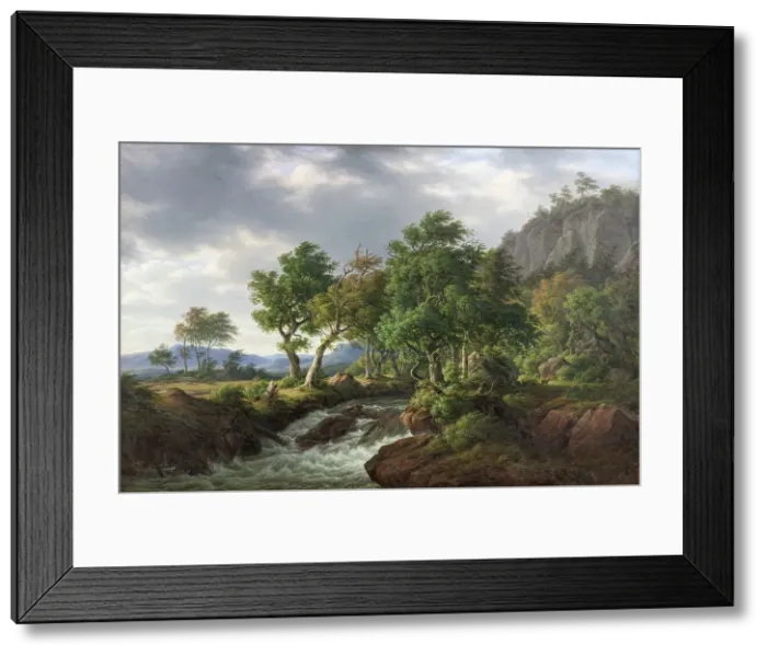 Framed Print : Klippelandskab. Djupadal i Bleking, 1855. Creator: Frederik Christian Kiaerskou Framed Print : Klippelandskab. Djupadal i Bleking, 1855. Creator: Frederik Christian Kiaerskou