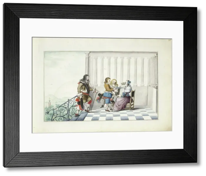 Framed Print : Company on a terrace, 1660-1661. Creator: Gesina ter Borch Framed Print : Company on a terrace, 1660-1661. Creator: Gesina ter Borch
