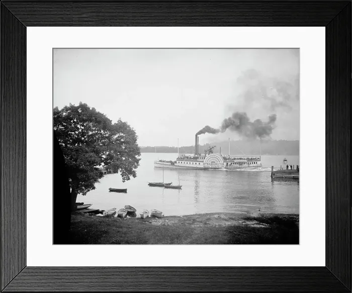 Framed Print : Str. Mt. Washington leaving wharf at Weirs, Lake Winnipesaukee, N.H. (1906?). Creator: Unknown Framed Print : Str. Mt. Washington leaving wharf at Weirs, Lake Winnipesaukee, N.H. (1906?). Creator: Unknown