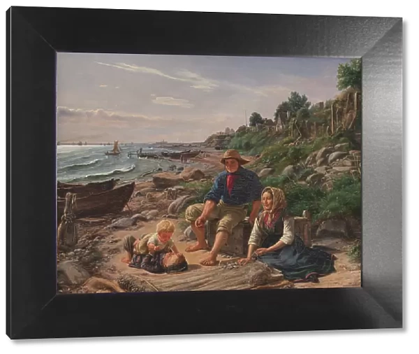 Family life in a small fishing village north of Helsingor, 1855. Creator: Jorgen Pedersen Roed