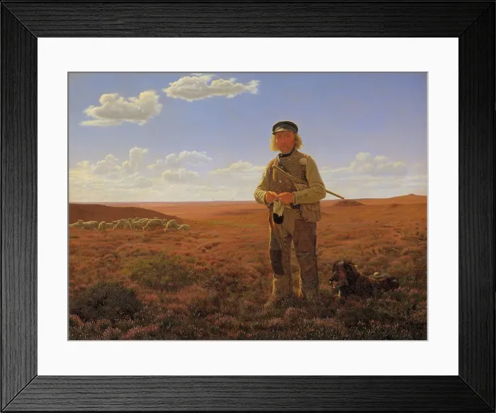 Framed Print : A Jutland Shepherd on the Moors, 1855. Creator: Frederik Vermehren Framed Print : A Jutland Shepherd on the Moors, 1855. Creator: Frederik Vermehren