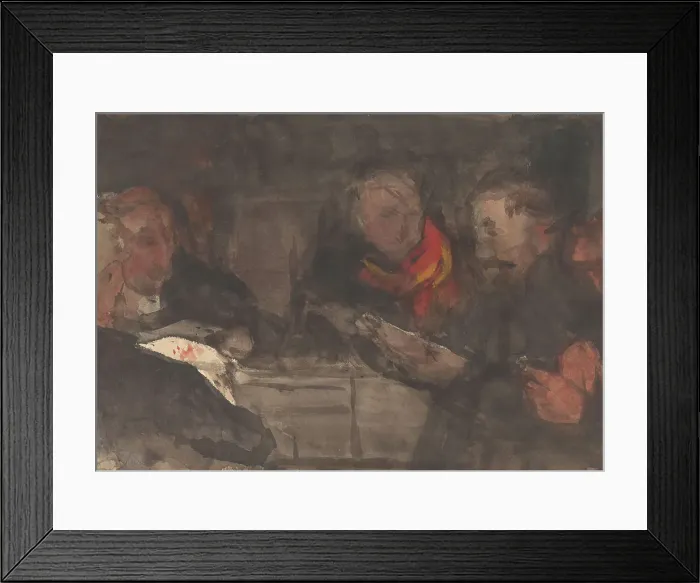 Framed Print : Group of men around a table, 1874-1945. Creator: Carel Adolph Lion Cachet Framed Print : Group of men around a table, 1874-1945. Creator: Carel Adolph Lion Cachet