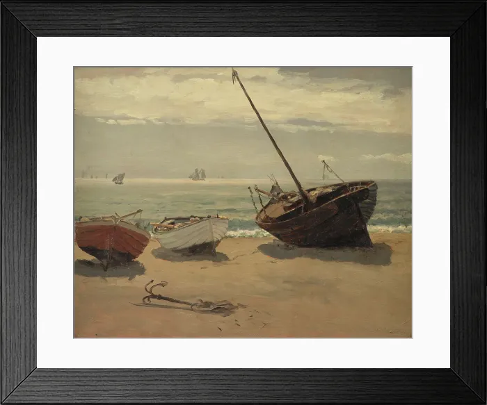 Framed Print : Boats on the beach. Skagen, 1855-1913. Creator: Wilhelm Xylander