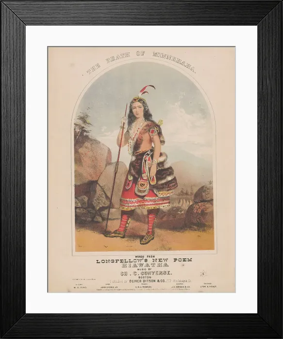 Framed Print : The death of Minnehaha, from Longfellow's poem The Song of Hiawatha. Scores by Charles Crozat Conver Creator: J.H. Bufford's Lith Framed Print : The death of Minnehaha, from Longfellow's poem The Song of Hiawatha. Scores by Charles Crozat Conver Creator: J.H. Bufford's Lith