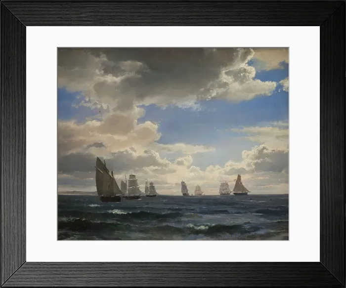 Framed Print : Sailing Ships in the Sound south of Kronborg, 1857. Creator: Carl Frederik Sorensen Framed Print : Sailing Ships in the Sound south of Kronborg, 1857. Creator: Carl Frederik Sorensen