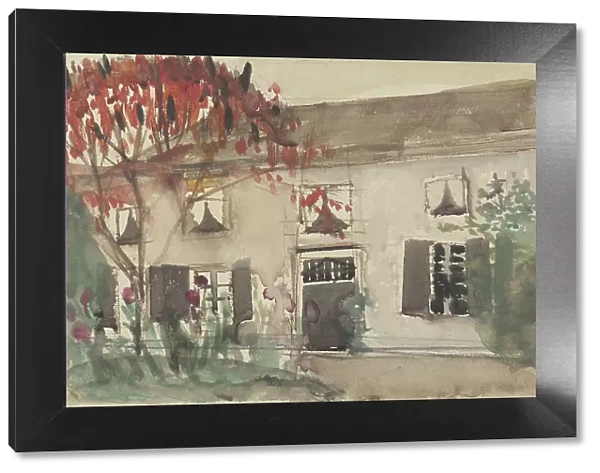 House with front yard and red tree, 1874-1945. Creator: Carel Adolph Lion Cachet