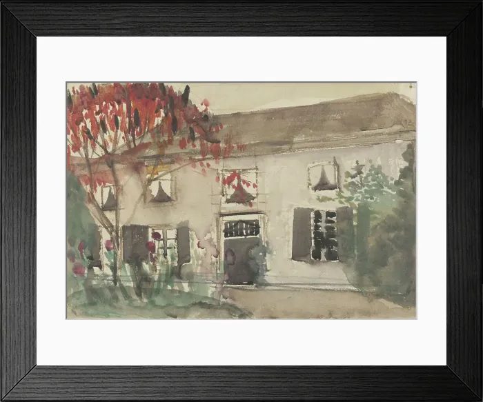 Framed Print : House with front yard and red tree, 1874-1945. Creator: Carel Adolph Lion Cachet Framed Print : House with front yard and red tree, 1874-1945. Creator: Carel Adolph Lion Cachet