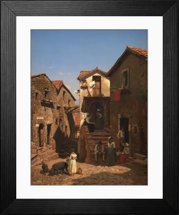 Framed Print : A Street in Gerano, 1857. Creator: Frederik Vermehren Framed Print : A Street in Gerano, 1857. Creator: Frederik Vermehren