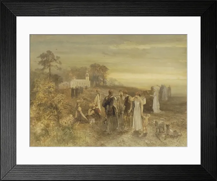 Framed Print : Monks go to a church, watched by a group of Germans, 1871. Creator: Charles Rochussen Framed Print : Monks go to a church, watched by a group of Germans, 1871. Creator: Charles Rochussen