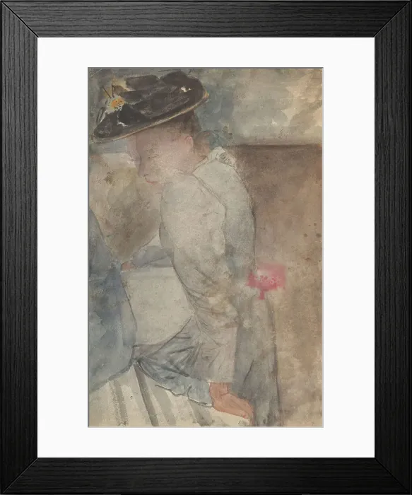 Framed Print : Seated woman in a hat, leaning on her left hand, 1874-1945. Creator: Carel Adolph Lion Cachet Framed Print : Seated woman in a hat, leaning on her left hand, 1874-1945. Creator: Carel Adolph Lion Cachet