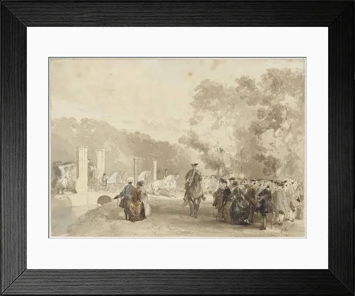 Framed Print : Carriage of the Prince, who drives from the driveway of Huis ten Bosch, 1855. Creator: Charles Rochussen Framed Print : Carriage of the Prince, who drives from the driveway of Huis ten Bosch, 1855. Creator: Charles Rochussen