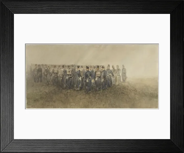 Framed Print : Break of a battalion of infantry on the heath, 1860. Creator: Charles Rochussen Framed Print : Break of a battalion of infantry on the heath, 1860. Creator: Charles Rochussen