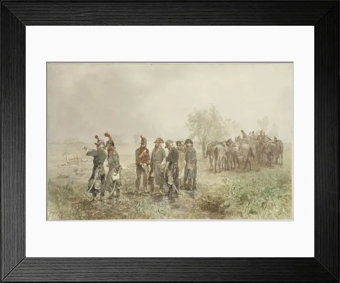Framed Print : Meeting French officers in Holland, 1793, 1867. Creator: Charles Rochussen Framed Print : Meeting French officers in Holland, 1793, 1867. Creator: Charles Rochussen