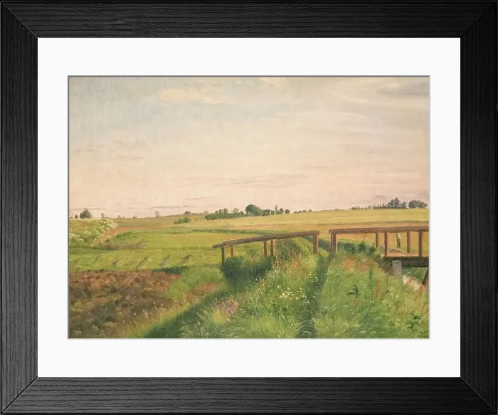 Framed Print : Fields and bridge, 1858. Creator: Vilhelm Kyhn Framed Print : Fields and bridge, 1858. Creator: Vilhelm Kyhn