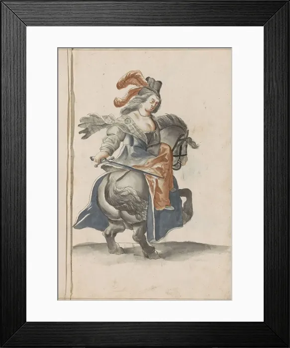 Framed Print : Female rider with sword, 1696. Creator: Hendrick van Beaumont Framed Print : Female rider with sword, 1696. Creator: Hendrick van Beaumont
