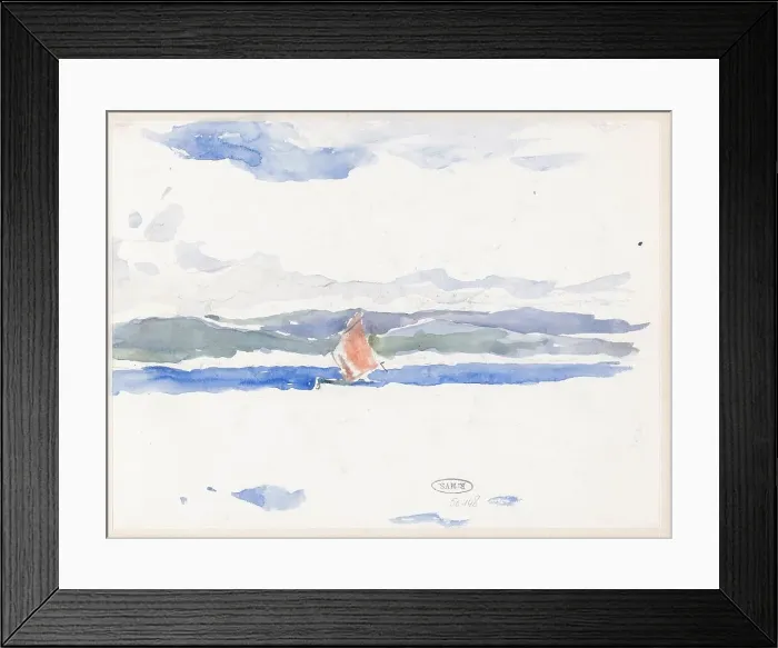Framed Print : View of the sea with boat (?), 1902. Creator: Carel Nicolaas Storm Framed Print : View of the sea with boat (?), 1902. Creator: Carel Nicolaas Storm