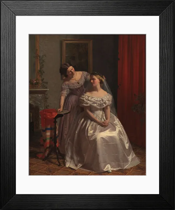 Framed Print : The bride is adorned by her friend, 1859. Creator: Henrik Olrik Framed Print : The bride is adorned by her friend, 1859. Creator: Henrik Olrik