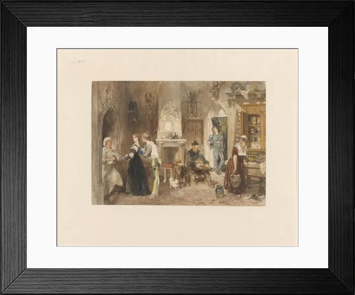 Framed Print : Servants of a castle united in a front room, 1870. Creator: Charles Rochussen