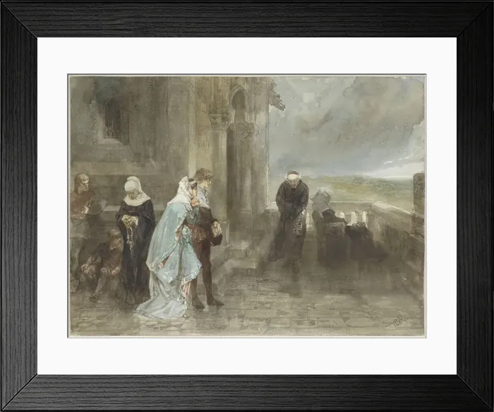 Framed Print : On the lookout, scene from the 12th century, 1880. Creator: Charles Rochussen Framed Print : On the lookout, scene from the 12th century, 1880. Creator: Charles Rochussen