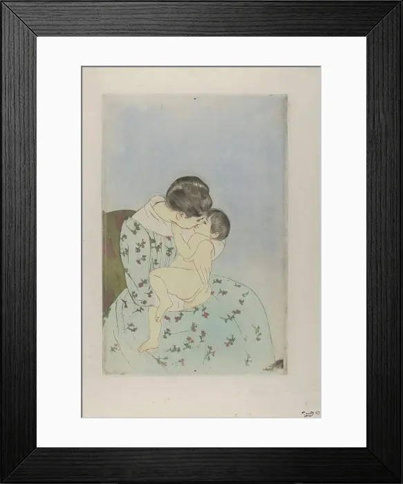 Framed Print : Mother's kiss, ca 1891. Creator: Cassatt, Mary (1845-1926) Framed Print : Mother's kiss, ca 1891. Creator: Cassatt, Mary (1845-1926)