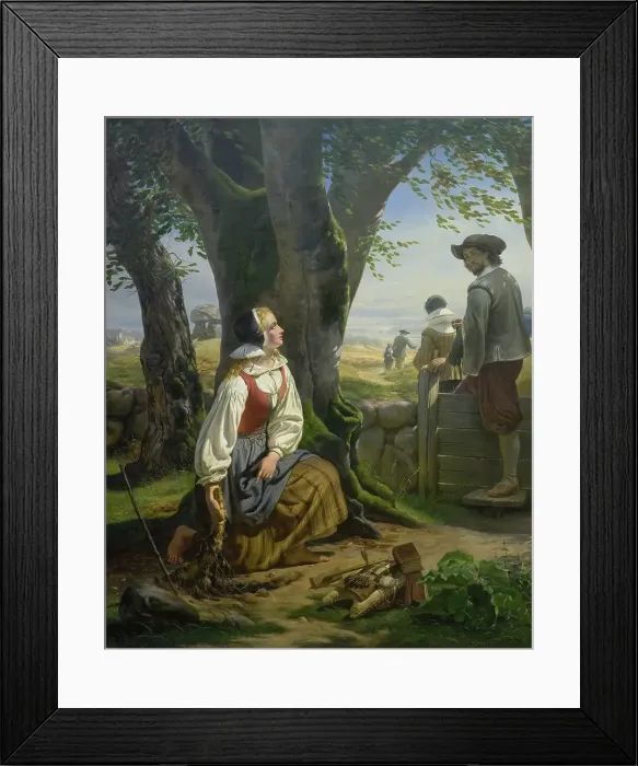 Framed Print : Kirsten Svendsdatter Finds the Gold Horn at Gallehus on 20 July 1639, 1859. Creator: Niels Simonsen Framed Print : Kirsten Svendsdatter Finds the Gold Horn at Gallehus on 20 July 1639, 1859. Creator: Niels Simonsen