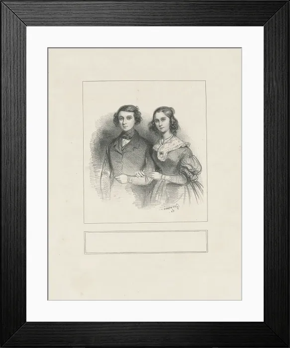 Framed Print : Portrait of Thelma Herdlitz (1818-1896) with her husband Émile Taigny (1810-1875), 1836. Creator: Gavarni, Paul (1804-1866) Framed Print : Portrait of Thelma Herdlitz (1818-1896) with her husband Émile Taigny (1810-1875), 1836. Creator: Gavarni, Paul (1804-1866)
