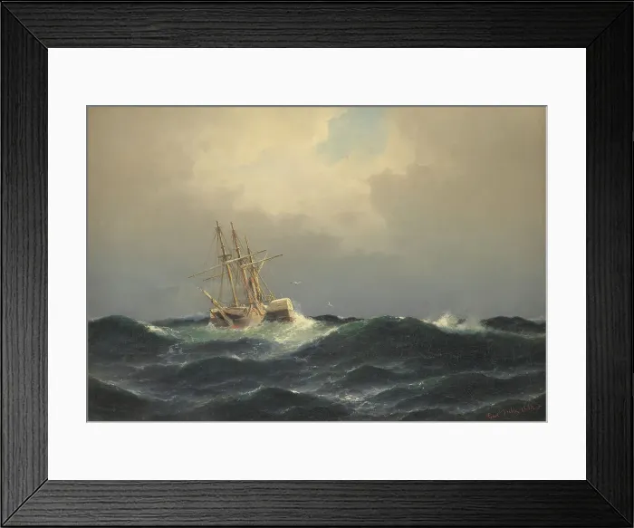 Framed Print : A steamship in a storm in the Atlantic, 1863. Creator: Carl Bille Framed Print : A steamship in a storm in the Atlantic, 1863. Creator: Carl Bille