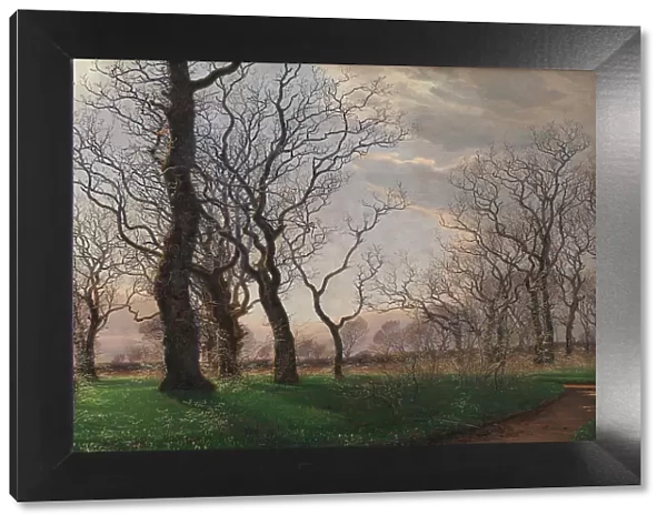 Edge of an oak forest on a Spring morning, 1863. Creator: Janus Andreas Bartholin la Cour
