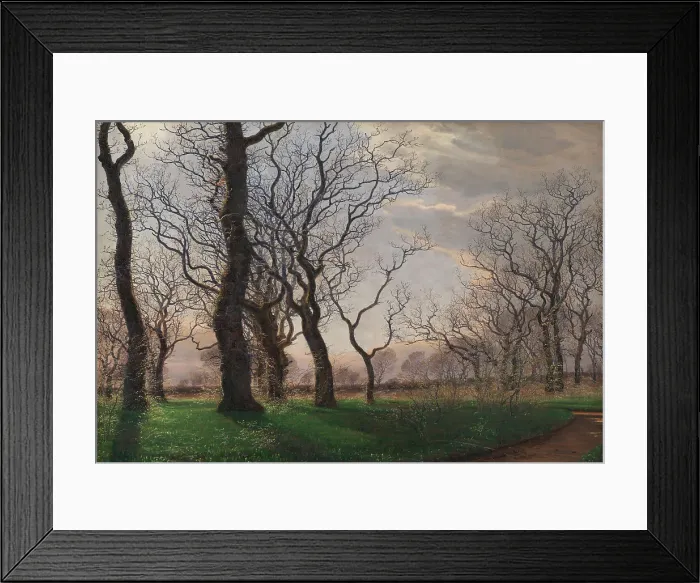 Framed Print : Edge of an oak forest on a Spring morning, 1863. Creator: Janus Andreas Bartholin la Cour