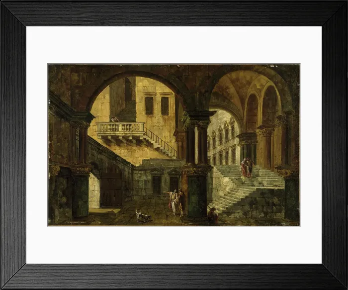 Framed Print : Courtyard in a Renaissance House, c18th century. Creator: Michele Marieschi Framed Print : Courtyard in a Renaissance House, c18th century. Creator: Michele Marieschi