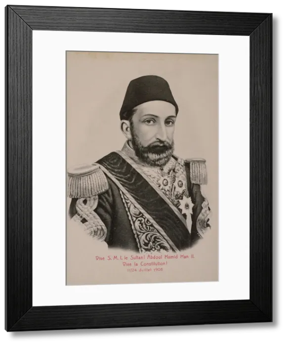Framed Print : Sultan Abdulhamid II (1842-1918), Emperor of the Ottomans, Caliph of the Faithful, 1908. Creator: Anonymous Framed Print : Sultan Abdulhamid II (1842-1918), Emperor of the Ottomans, Caliph of the Faithful, 1908. Creator: Anonymous