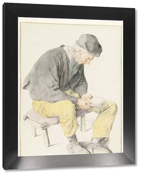 Seated Man Reading, Facing Right, 1690-1700. Creator: Cornelis Dusart