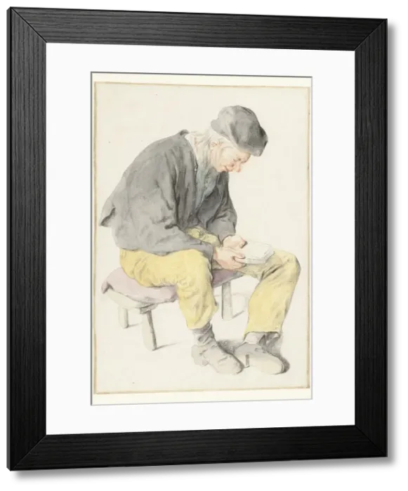 Framed Print : Seated Man Reading, Facing Right, 1690-1700. Creator: Cornelis Dusart Framed Print : Seated Man Reading, Facing Right, 1690-1700. Creator: Cornelis Dusart