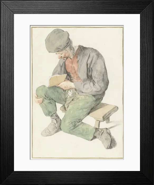 Framed Print : Seated Man Reading, Facing Left, 1690-1700. Creator: Cornelis Dusart Framed Print : Seated Man Reading, Facing Left, 1690-1700. Creator: Cornelis Dusart