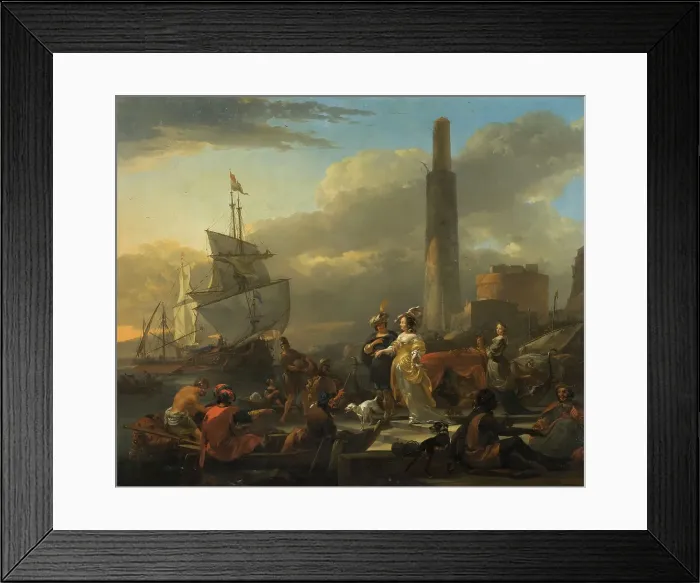 Framed Print : A Harbour Scene, between c.1665 and c.1665. Creator: Nicolaes Berchem Framed Print : A Harbour Scene, between c.1665 and c.1665. Creator: Nicolaes Berchem