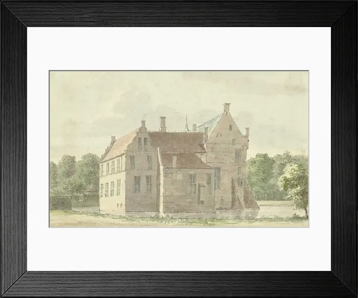 Framed Print : View of the manor house at Rhaan near Hellendoorn, side view, 1732. Creator: Cornelis Pronk Framed Print : View of the manor house at Rhaan near Hellendoorn, side view, 1732. Creator: Cornelis Pronk