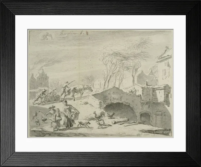 Framed Print : Village Scene (January), c17th century. Creator: Nicolaes Berchem