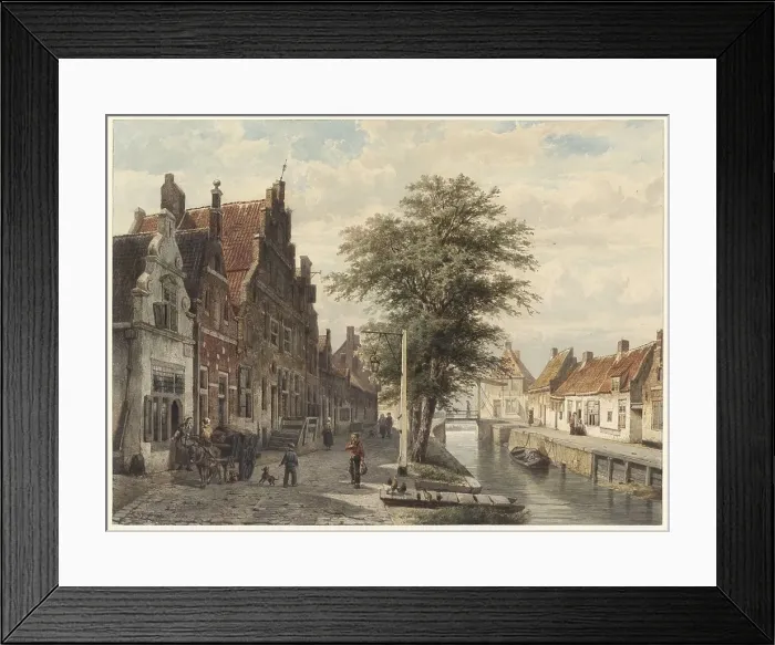 Framed Print : View of the canal in Hasselt, 1863. Creator: Cornelis Springer Framed Print : View of the canal in Hasselt, 1863. Creator: Cornelis Springer