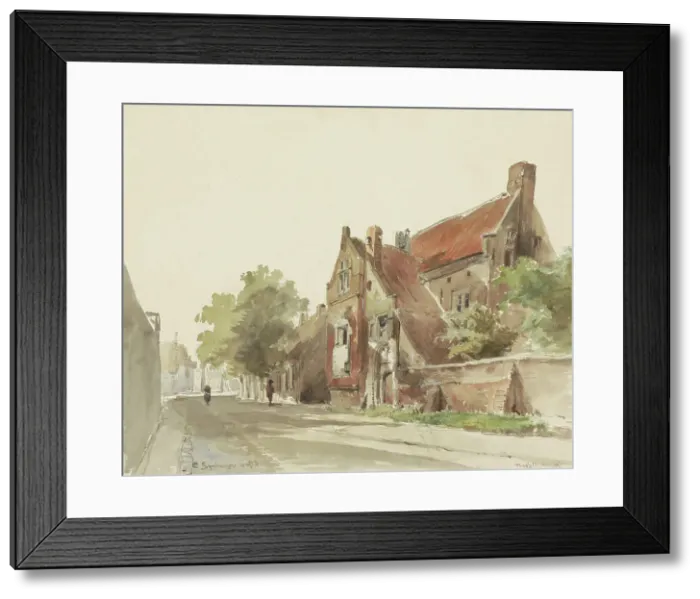 Framed Print : The old guesthouse in Hasselt, 1861. Creator: Cornelis Springer Framed Print : The old guesthouse in Hasselt, 1861. Creator: Cornelis Springer