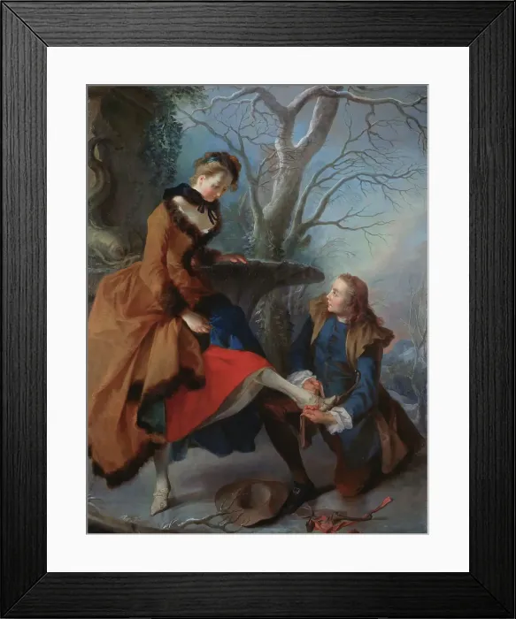 Framed Print : Fastening the Skate, c18th century. Creator: Nicolas Lancret Framed Print : Fastening the Skate, c18th century. Creator: Nicolas Lancret