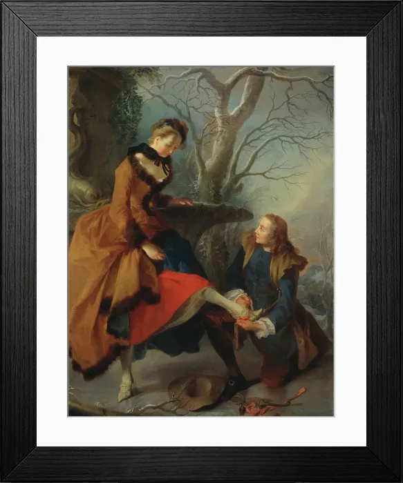Framed Print : Fastening the Skate, c18th century. Creator: Nicolas Lancret Framed Print : Fastening the Skate, c18th century. Creator: Nicolas Lancret