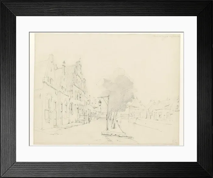 Framed Print : View of the canal in Hasselt, 1861. Creator: Cornelis Springer Framed Print : View of the canal in Hasselt, 1861. Creator: Cornelis Springer